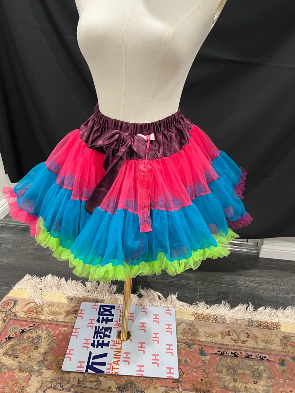 Tiered Tulle Petticoat Skirt in Hot Pink, Blue & Lime